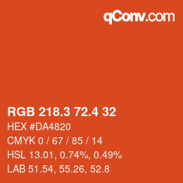 カラーコード: RGB 218.3 72.4 32 | qconv.com