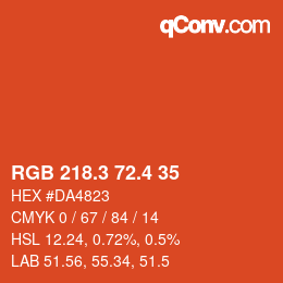カラーコード: RGB 218.3 72.4 35 | qconv.com