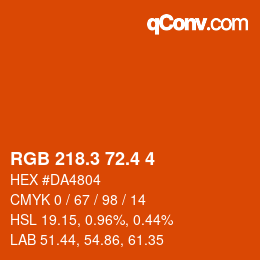 カラーコード: RGB 218.3 72.4 4 | qconv.com