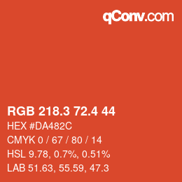 カラーコード: RGB 218.3 72.4 44 | qconv.com