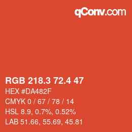 カラーコード: RGB 218.3 72.4 47 | qconv.com