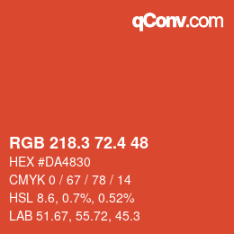 カラーコード: RGB 218.3 72.4 48 | qconv.com