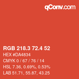 カラーコード: RGB 218.3 72.4 52 | qconv.com