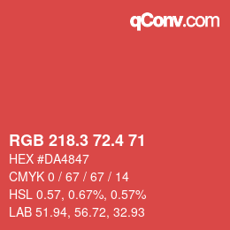 カラーコード: RGB 218.3 72.4 71 | qconv.com