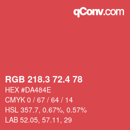 カラーコード: RGB 218.3 72.4 78 | qconv.com