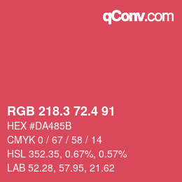 カラーコード: RGB 218.3 72.4 91 | qconv.com