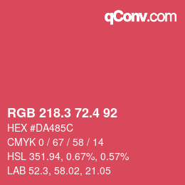 カラーコード: RGB 218.3 72.4 92 | qconv.com