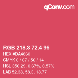 カラーコード: RGB 218.3 72.4 96 | qconv.com