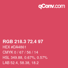 カラーコード: RGB 218.3 72.4 97 | qconv.com