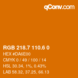 カラーコード: RGB 218.7 110.6 0 | qconv.com
