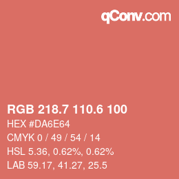 カラーコード: RGB 218.7 110.6 100 | qconv.com