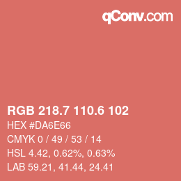 カラーコード: RGB 218.7 110.6 102 | qconv.com