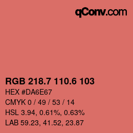 カラーコード: RGB 218.7 110.6 103 | qconv.com
