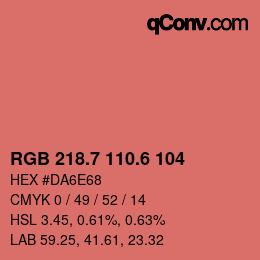 カラーコード: RGB 218.7 110.6 104 | qconv.com
