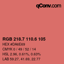 カラーコード: RGB 218.7 110.6 105 | qconv.com