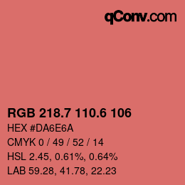 カラーコード: RGB 218.7 110.6 106 | qconv.com