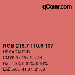 カラーコード: RGB 218.7 110.6 107 | qconv.com