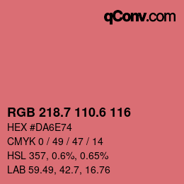 カラーコード: RGB 218.7 110.6 116 | qconv.com