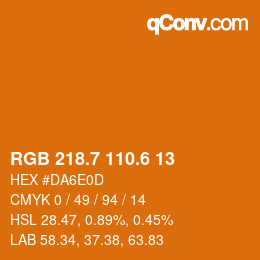カラーコード: RGB 218.7 110.6 13 | qconv.com