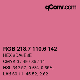 カラーコード: RGB 218.7 110.6 142 | qconv.com