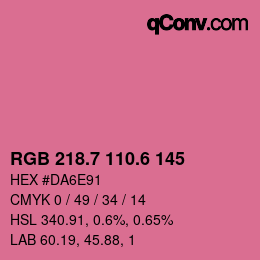 颜色代码: RGB 218.7 110.6 145 | qconv.com