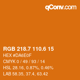 カラーコード: RGB 218.7 110.6 15 | qconv.com