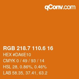 カラーコード: RGB 218.7 110.6 16 | qconv.com