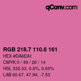 カラーコード: RGB 218.7 110.6 161 | qconv.com