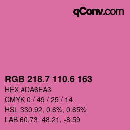 カラーコード: RGB 218.7 110.6 163 | qconv.com