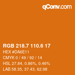 カラーコード: RGB 218.7 110.6 17 | qconv.com
