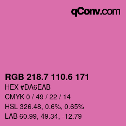 カラーコード: RGB 218.7 110.6 171 | qconv.com
