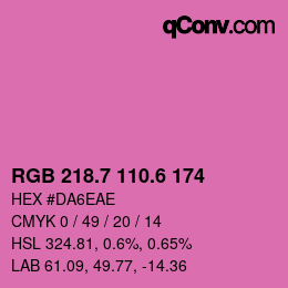 カラーコード: RGB 218.7 110.6 174 | qconv.com