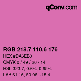 カラーコード: RGB 218.7 110.6 176 | qconv.com