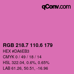 カラーコード: RGB 218.7 110.6 179 | qconv.com