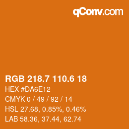 カラーコード: RGB 218.7 110.6 18 | qconv.com