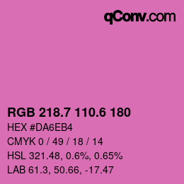 カラーコード: RGB 218.7 110.6 180 | qconv.com