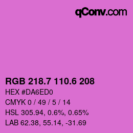 カラーコード: RGB 218.7 110.6 208 | qconv.com