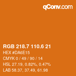 カラーコード: RGB 218.7 110.6 21 | qconv.com