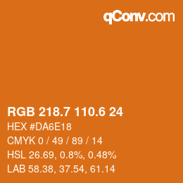カラーコード: RGB 218.7 110.6 24 | qconv.com