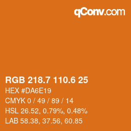 カラーコード: RGB 218.7 110.6 25 | qconv.com