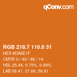 カラーコード: RGB 218.7 110.6 31 | qconv.com