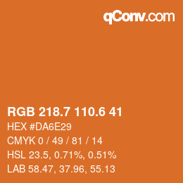 カラーコード: RGB 218.7 110.6 41 | qconv.com