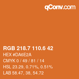 カラーコード: RGB 218.7 110.6 42 | qconv.com