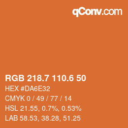 カラーコード: RGB 218.7 110.6 50 | qconv.com