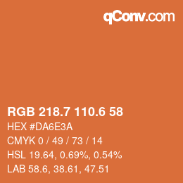 カラーコード: RGB 218.7 110.6 58 | qconv.com