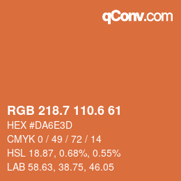 カラーコード: RGB 218.7 110.6 61 | qconv.com