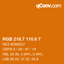 カラーコード: RGB 218.7 110.6 7 | qconv.com