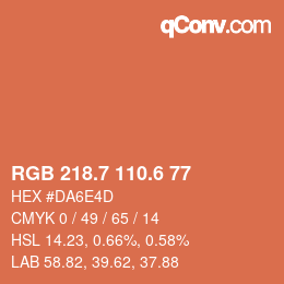 カラーコード: RGB 218.7 110.6 77 | qconv.com