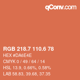 カラーコード: RGB 218.7 110.6 78 | qconv.com