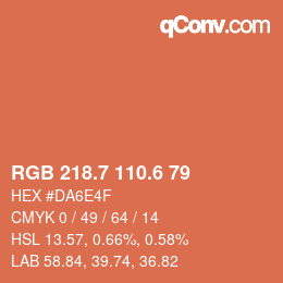カラーコード: RGB 218.7 110.6 79 | qconv.com